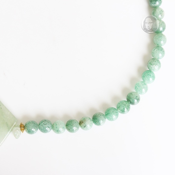 Vintage Necklace Choker Green Jade Stones Abstract & Round Artisan Handmade 80s - Picture 6 of 10